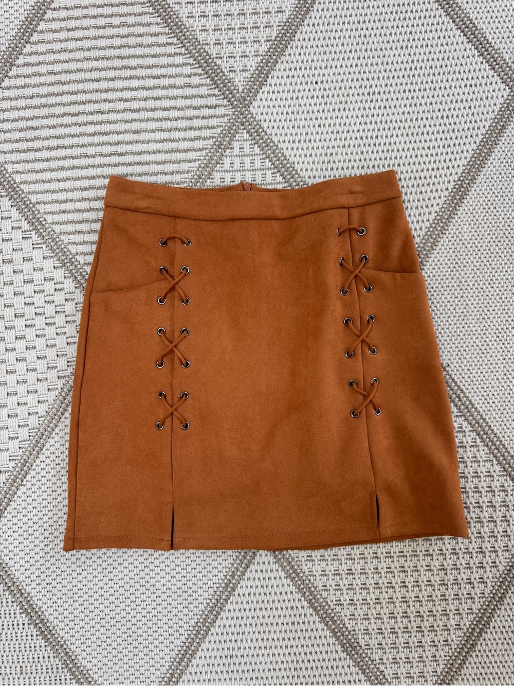 Fall skirt - Women's Rust Lace-Up Mini Skirt